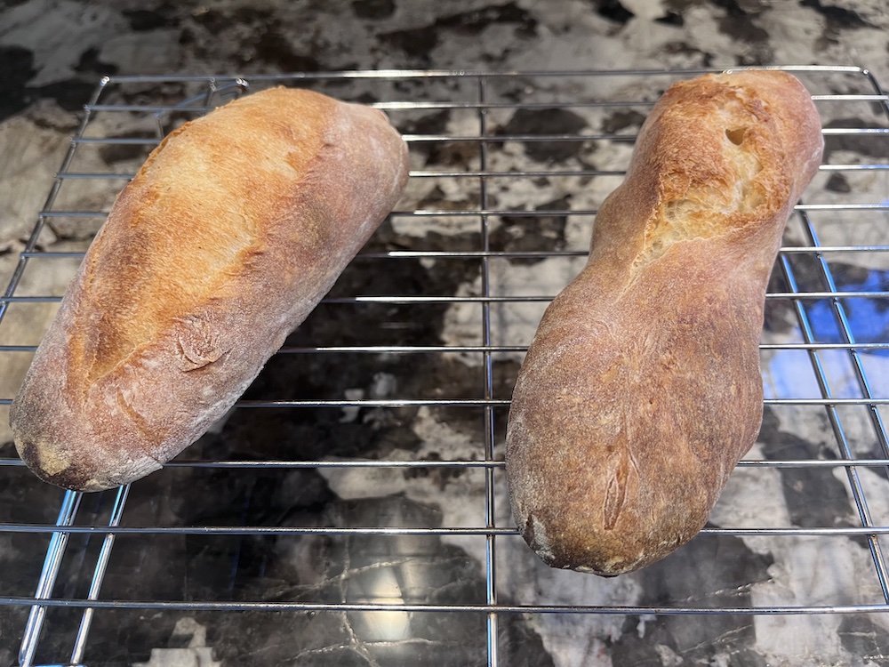 baguettes immediately after removing from the oven