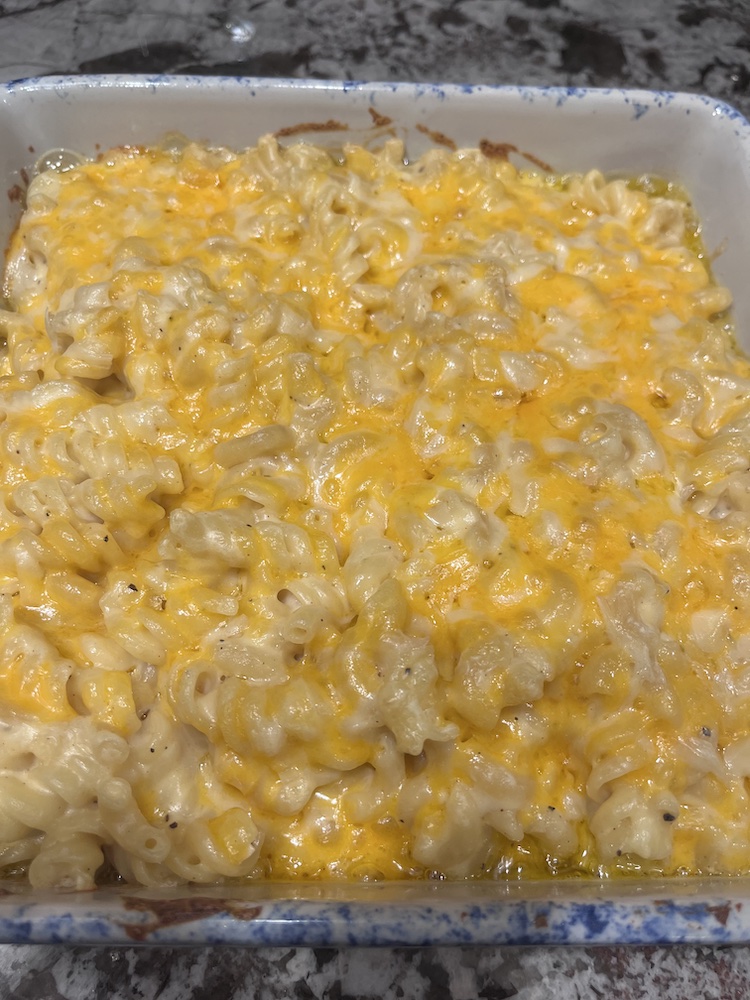 Finished mac and cheese after baking
